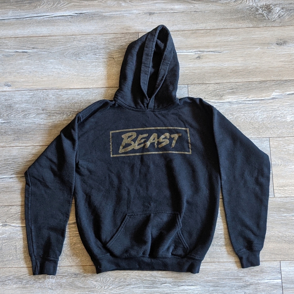 Mr Beast Size Youth XL Black and Gold Sweatshirt Hoodie